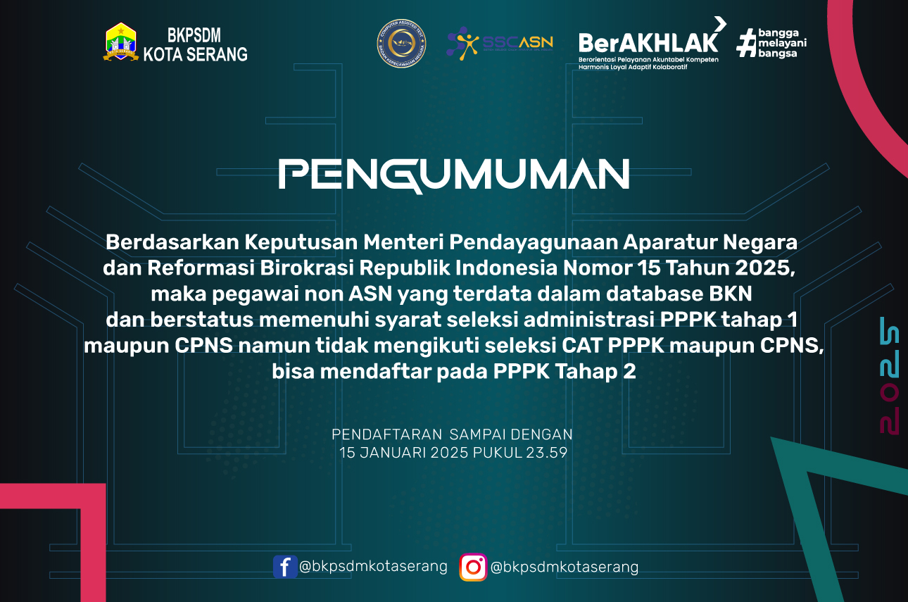 PENGUMUMAN PENDAFTARAN PPPK TAHAP 2 UNTUK PEGAWAI NON ASN DATABASE