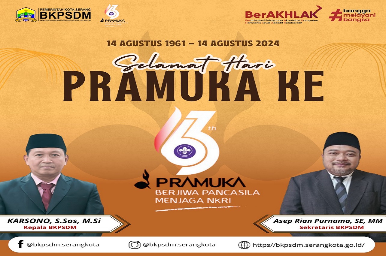 SELAMAT HARI PRAMUKA KE 63 PRAMUKA BERJIWA PANCASILA MENJAGA NKRI