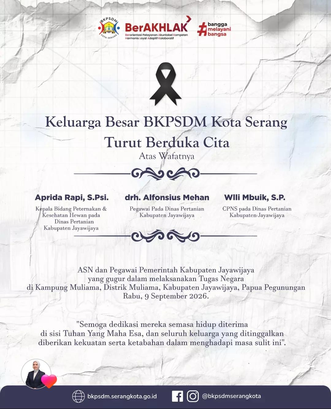 KELUARGA BESAR BKPSDM KOTA SERANG TURUT BERDUKA CITA