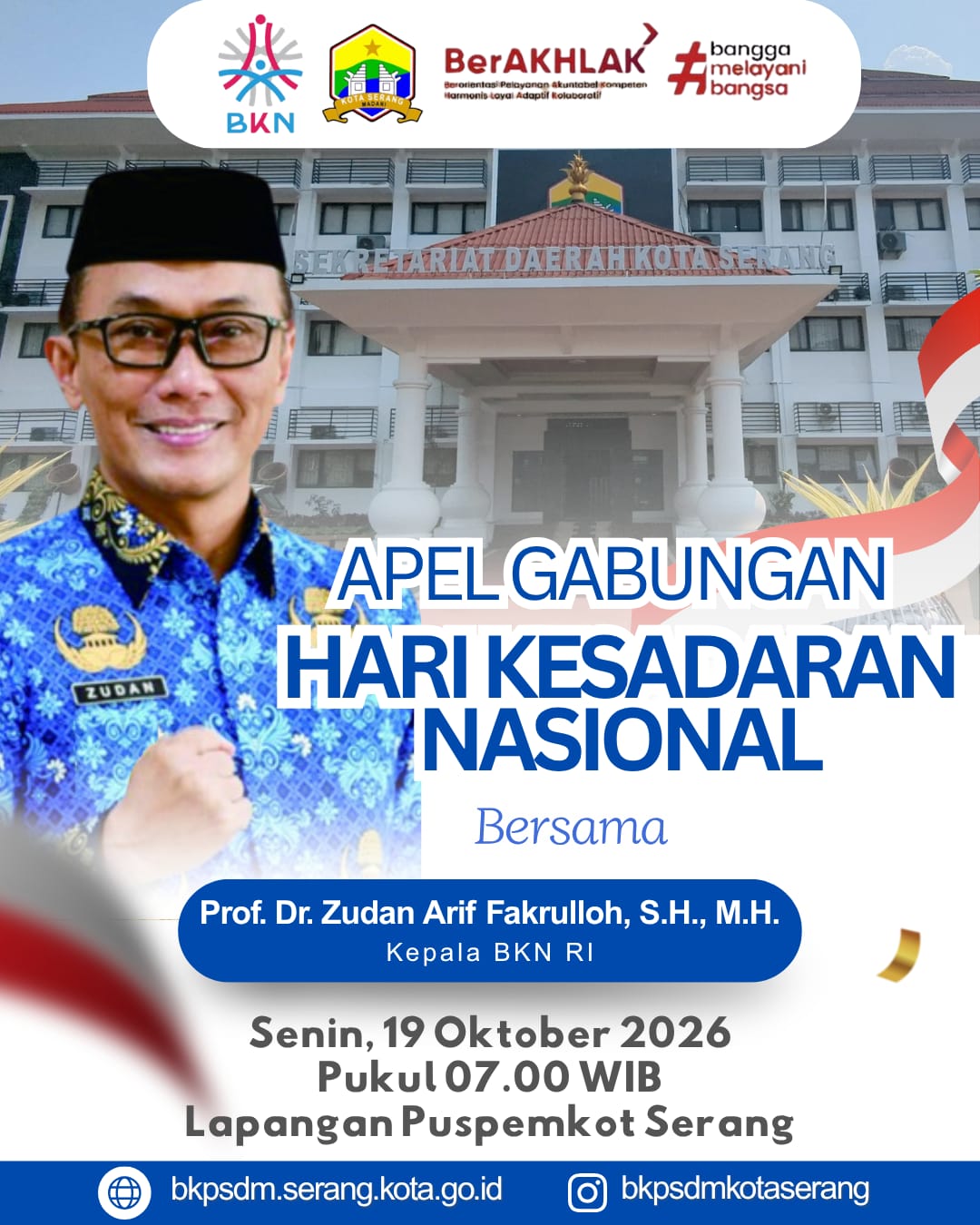 Kepala BKN Pimpin Apel di Kota Serang Dalam Rangka Hari Kesadaran Nasional